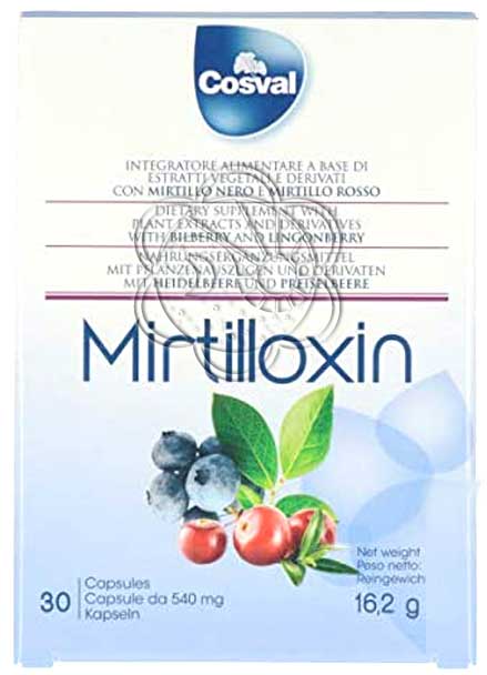 Aggiungi Myrtilloxin: Capsule di Mirtillo (30 Capsule da 540 mg) Cosval - Microcircolo, Capillari, Vene, Occhi, Vista, Diarrea, Intestino, Varici, Couperose, Microcircolo, Microcircolazione, Proteggere i Vasi Sanguigni, Visibilit Crepuscolare al carrello